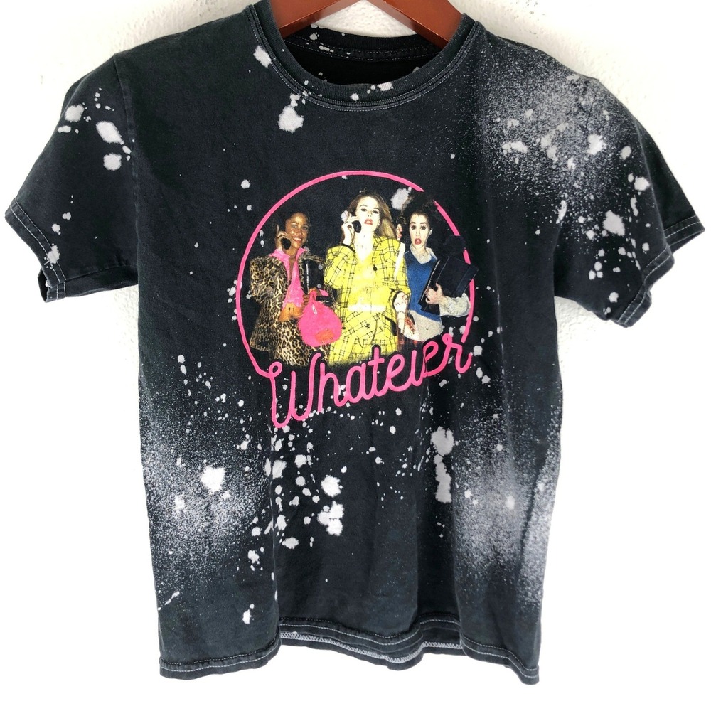 Clueless Movie Graphic T-Shirt M Black Bleach Splatter Whatever 90s Faded Y2K
